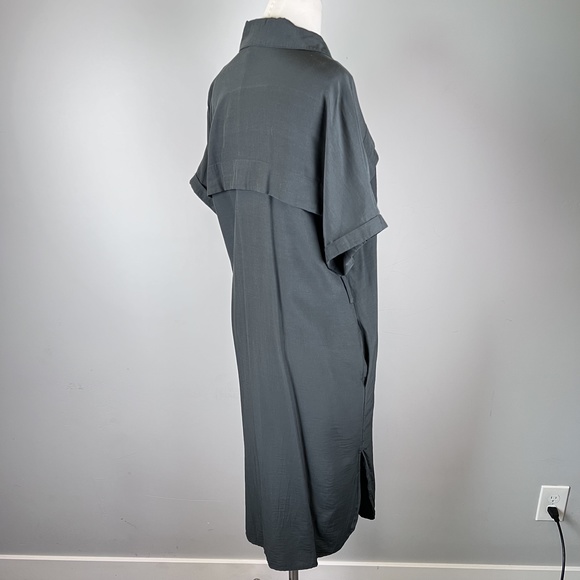 Flawless, Midi Charcoal Button Down Black Dress, Small - Picture 3 of 13